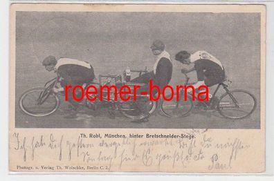 78888 Ak Th. Robl München Fahrrad Steherrennen hinter Bretschneider Stege 1905
