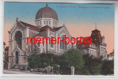 78906 Judaika Ak La Chaux de Fonds Synagoge et Controle Federal 1916