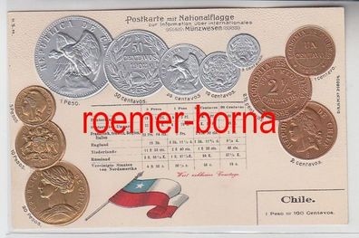 78918 geprägte Ak mit Münzen von Chile um 1900