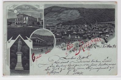 78943 AK Gruss aus Bad Kissingen, Rakoczy Brunnen, Bismarck Denkmal, Casino 1898