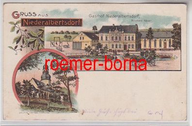79043 Ak Lithographie Gruss aus Niederalbertsdorf bei Zwickau Gasthof 1925