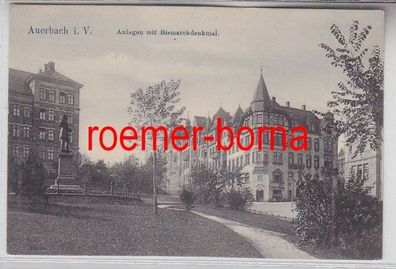 79063 Ak Auerbach im Vogtland Anlagen mit Bismarckdenkmal 1908