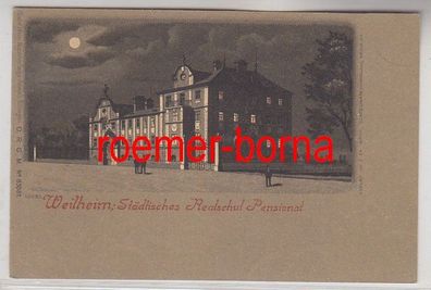 79068 Mondscheinkarte Weilheim städtisches Realschul Pensionat um 1900