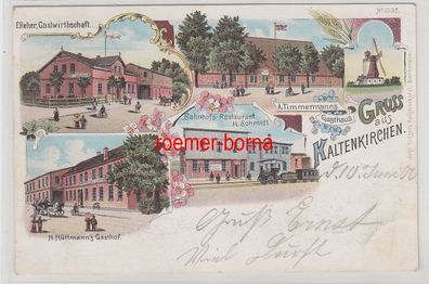 79082 Ak Lithographie Gruss aus Kaltenkirchen verschiedene Gasthäuser 1900
