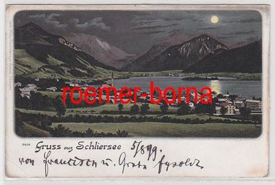 79326 Mondscheinkarte Gruß aus Schliersee Totalansicht 1899