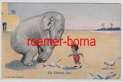 79596 Humor Ak 'Du Elefant Du!' um 1920