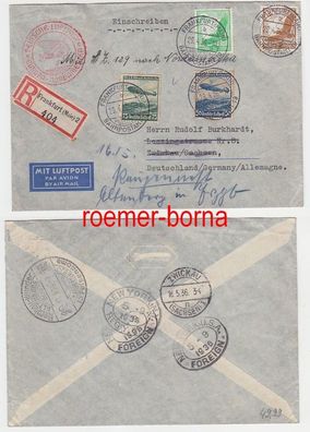 79624 Zeppelin Einschreiben Brief Europa Nordamerika 29.04.1936