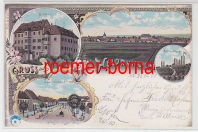 79671 Ak Lithographie Gruss aus Heldrungen Hauptstraße, Schloß 1901