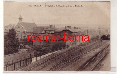 79836 Feldpost Ak Bruay L´Hospital et la Chapelle pris de la Paserelle 1914