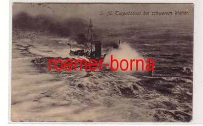 80044 Ak S.M. Torpedoboot bei schwerem Wetter 1913