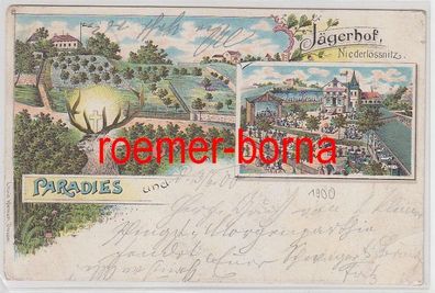80261 Ak Lithographie Gruß vom Paradies und Jägerhof Niederlössnitz 1900