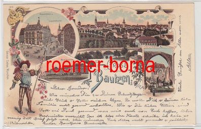 80366 Ak Lithografie Gruss aus Bautzen Neue Kaserne, Gewandhaus usw. 1904