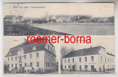 80466 Mehrbild Ak Ober-Thomaswaldau Schloss, Waarenhandlung, Totale 1907