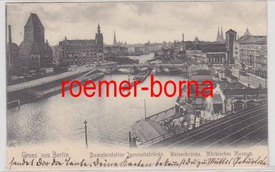 80585 Ak Gruss aus Berlin Dampferstation Jannowitzbrücke 1905