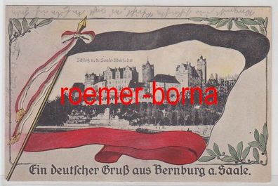 80608 Patriotika Ak Ein deutscher Gruß aus Bernburg an der Saale um 1915