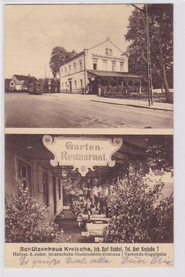 80906 AK Schützenhaus Kreischa - Gartenrestaurant, Verbandskegelbahn 1928
