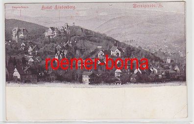 80936 Ak Wernigerode Harz Gesamtansicht mit Hotel Lindenberg um 1900
