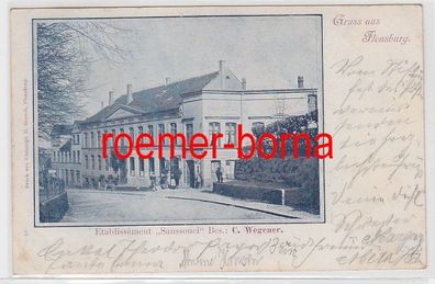 81177 Ak Gruß aus Flensburg Etablissement 'Sanssouci' 1900