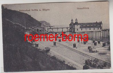 81196 Ak Ostseebad Sellin auf Rügen Strandblick 1921