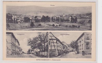82015 AK Brensbach im Odenwald - Totale, Mühlengasse, Langgasse 1915