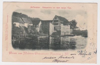 82389 AK Gruss aus Moltkes Geburtsort Parchim in Mecklenburg 1902