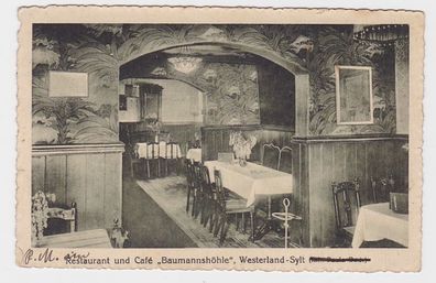 82391 Ak Westerland Sylt Restaurant und Cafe´'Baumannshöhle' 1926
