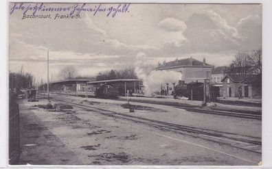 82807 AK Bazancourt, Frankreich - einfahrende Dampflokomotive im Bahnhof 1915