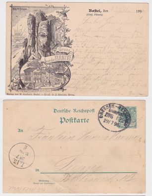 83137 DR Ganzsachen Postkarte PP9/ F218/04 Bastei sächs. Schweiz 1896