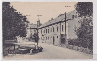 83375 Ak Langenhennersdorf Gasthof, Pfarre, Kirche um 1930