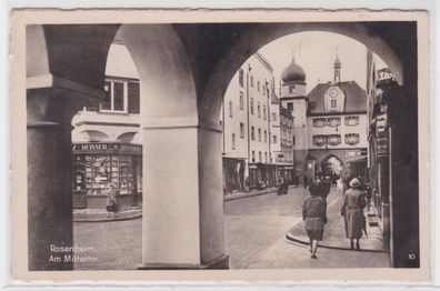 83873 AK Rosenheim - Am Mittertor, Straßenansicht mit Geschäften 1940