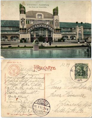 84577 AK Zwickau - Ausstellung, Das Portal der Haupthalle 1906