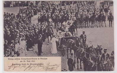 85188 AK Einzug unseres Kronprinzen-Paares in Potsdam am 20. Juni 1905