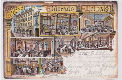 85730 Ak Lithographie Gruß aus dem Hotel Eldorado in Leipzig 1897