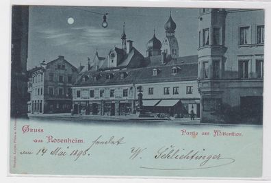 85813 Mondschein AK Gruss aus Rosenheim - Partie am Mitterthor 1898