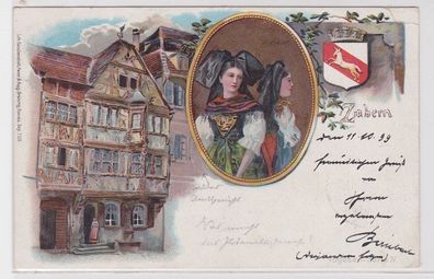 85975 AK Zabern - alte Hausfront und 2 Damen in Tracht 1899