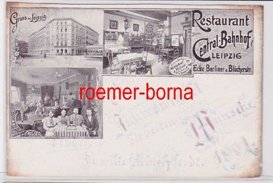 86483 Ak Gruss aus Leipzig Restaurant zum Central Bahnhof 1901