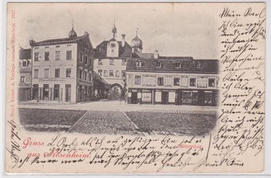 86648 AK Gruss aus Rosenheim - Mitterthor mit Geschäften 1898