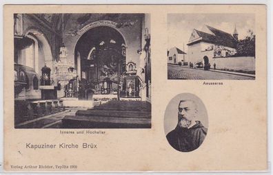 86675 Mehrbild Ak Kapuziner Kirche Brüx Most Inneres und Hochaltar um 1920