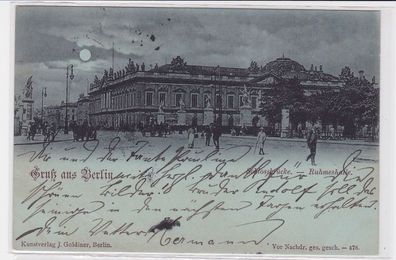 86726 Mondscheinkarte Gruß aus Berlin Schlossbrücke Ruhmeshalle 1898
