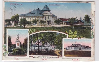 86787 AK Werdau in Sachsen - Schützenhaus, Park, Garten, Festhalle 1915