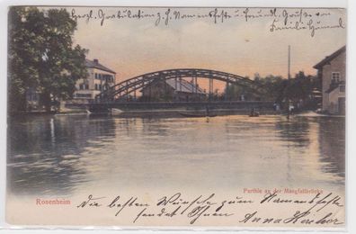 87010 Ak Rosenheim Partie a.d. Mangfallbrücke 1904
