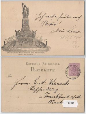 87434 DR Ganzsachen Postkarte PP6/ F104/06 Niederwald National Denkmal 1888