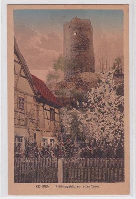 88094 Ak Kohren Frühlingsbild am alten Turm um 1920