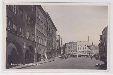 88291 AK Rosenheim - Max-Josef-Platz, Straßenansicht mit Marien-Apotheke 1938