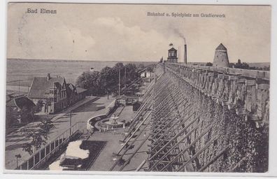 89000 Ak Bad Elmen Bahnhof und Spielplatz am Gradierwerk 1913