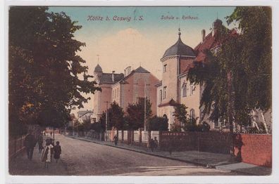 89031 Feldpost AK Kötitz bei Coswig in Sachsen - Schule & Rathaus 1917