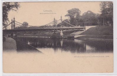 89036 AK Lübeck - Mühlenthorbrücke Totalansicht um 1900