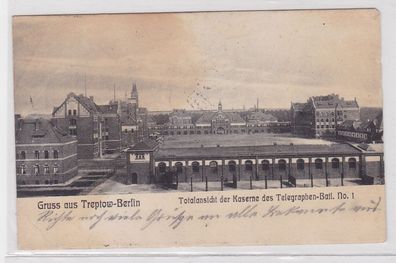 89290 Ak Gruß aus Treptow Berlin Kaserne des Telegraphen Batl. Nr.1, 1912