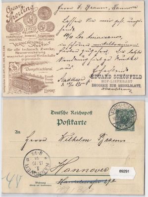 89291 DR Ganzsachen Postkarte PP9/ B27 Oscar Sperling Leipzig Reudnitz 1895