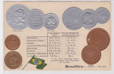 89425 Präge Ak mit Münzabbildungen Brasilien um 1910